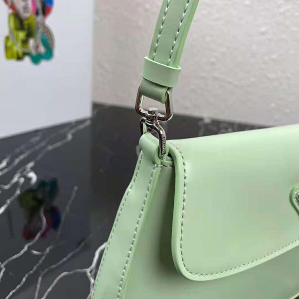 Prada Women Cleo Brushed Leather Dhoulder Bag with Flap-lime (8)
