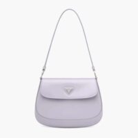 Prada Women Cleo Brushed Leather Shoulder Bag with Flap-Purple (1)