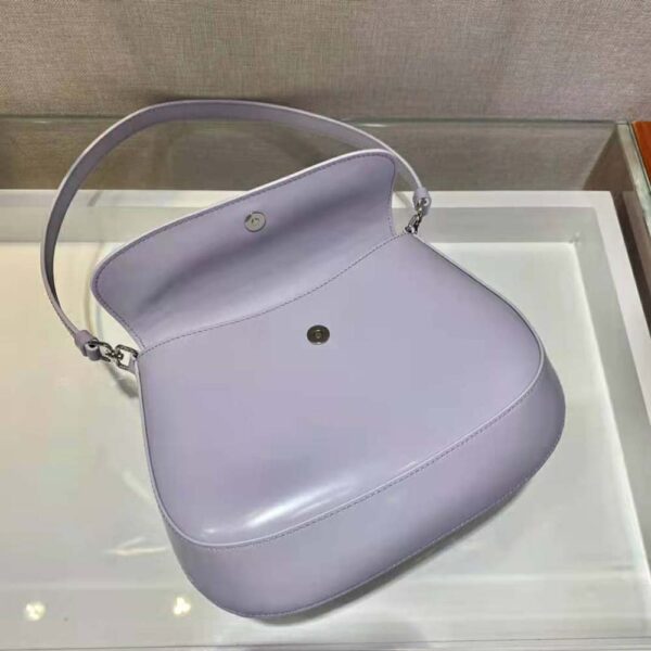 Prada Women Cleo Brushed Leather Shoulder Bag with Flap-Purple (5)