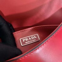 Prada Women Cleo Brushed Leather Shoulder Bag with Flap-Red (1)