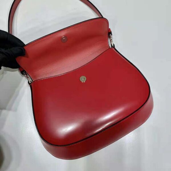 Prada Women Cleo Brushed Leather Shoulder Bag with Flap-Red (4)