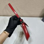 Prada Women Cleo Brushed Leather Shoulder Bag with Flap-Red - Bild 8