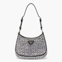 Prada Women Cleo Satin Bag with Appliques-Black (1)