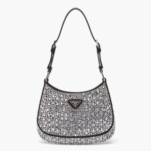 Prada Women Cleo Satin Bag with Appliques-Black