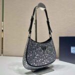 Prada Women Cleo Satin Bag with Appliques-Black - immagine 4