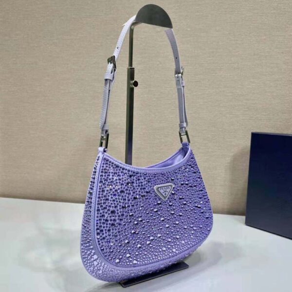 Prada Women Cleo Satin Bag with Appliques-Purple (3)
