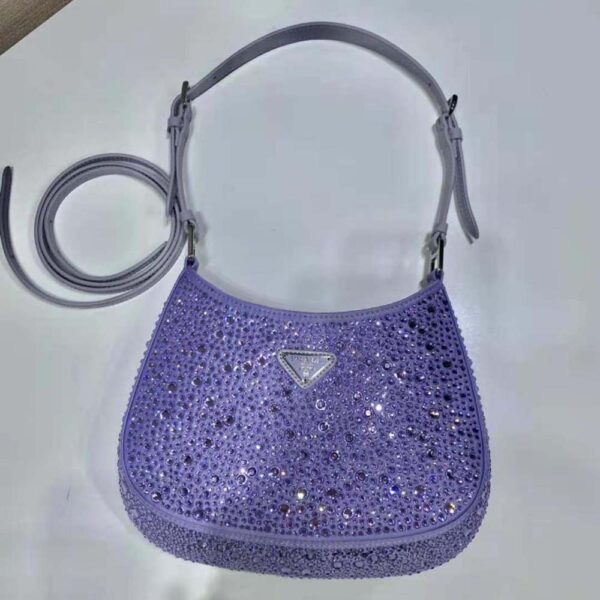 Prada Women Cleo Satin Bag with Appliques-Purple (4)