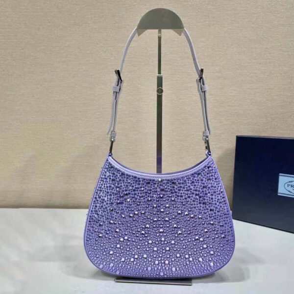 Prada Women Cleo Satin Bag with Appliques-Purple (6)
