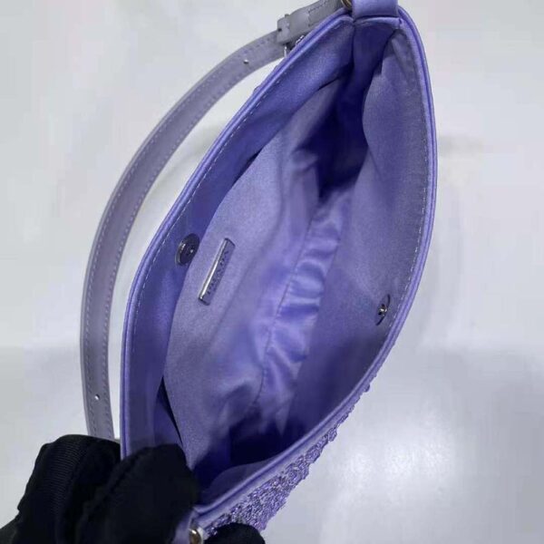 Prada Women Cleo Satin Bag with Appliques-Purple (9)