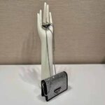 Prada Women Crystal-Studded Card Holder with Shoulder Strap-Black - Imagen 3