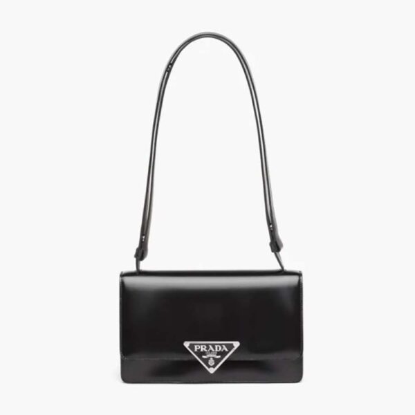 Prada Women Embleme Brushed-Leather Bag-Black (1)