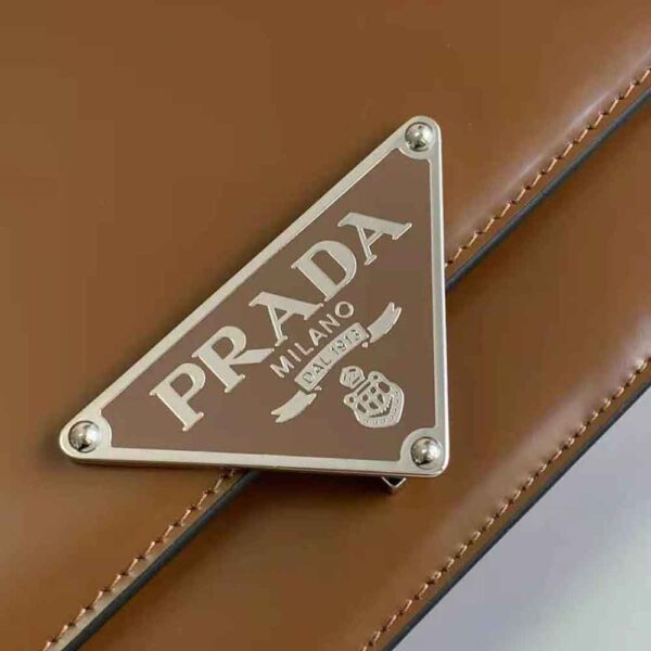 Prada Women Embleme Brushed-Leather Bag-Brown (8)