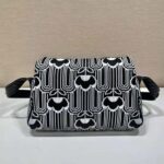 Prada Women Jacquard Knit and Leather Prada Signaux Bag-Black - Image 4