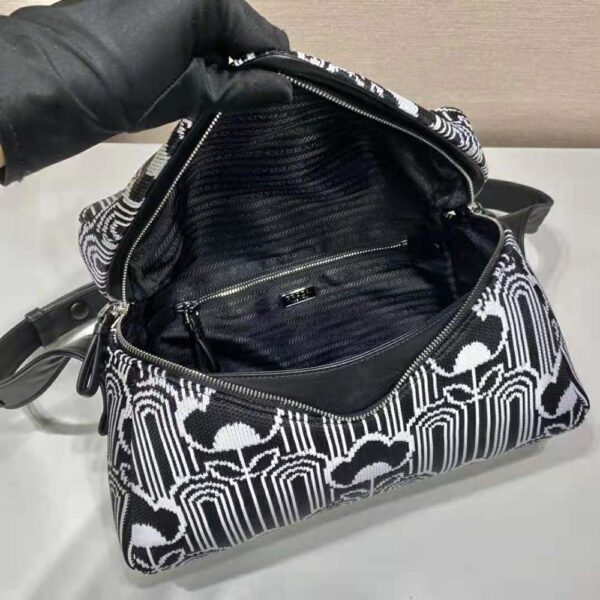 Prada Women Jacquard Knit and Leather Prada Signaux Bag-black (7)