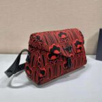 Prada Women Jacquard Knit and Leather Prada Signaux Bag-Red - Imagen 4