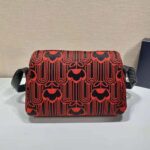 Prada Women Jacquard Knit and Leather Prada Signaux Bag-Red - Imagen 5