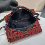 Prada Women Jacquard Knit and Leather Prada Signaux Bag-Red - Imagen 7