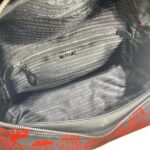 Prada Women Jacquard Knit and Leather Prada Signaux Bag-Red - Imagen 8