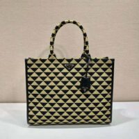 Prada Women Large Prada Symbole Jacquard Fabric Handbag-Brown (1)