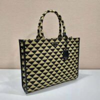 Prada Women Large Prada Symbole Jacquard Fabric Handbag-Brown (1)