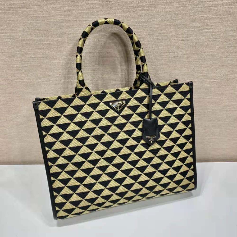 Small Symbole Jacquard Fabric Handbag In Brown