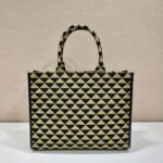 Prada Women Large Prada Symbole Jacquard Fabric Handbag-Brown - immagine 3