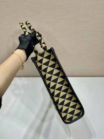 Prada Women Large Prada Symbole Jacquard Fabric Handbag-Brown - immagine 7