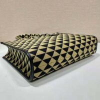 Prada Women Large Prada Symbole Jacquard Fabric Handbag-Brown (1)