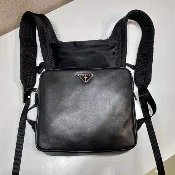 Prada Women Leather Backpack with Hood-Black (2)
