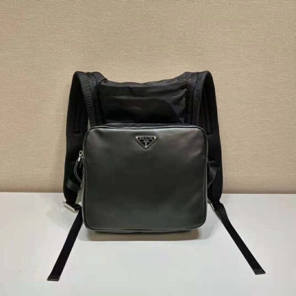 Prada Women Leather Backpack with Hood-Black (4)