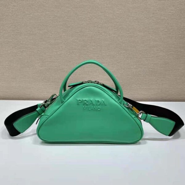 Prada Women Leather Prada Triangle Bag-Green (2)