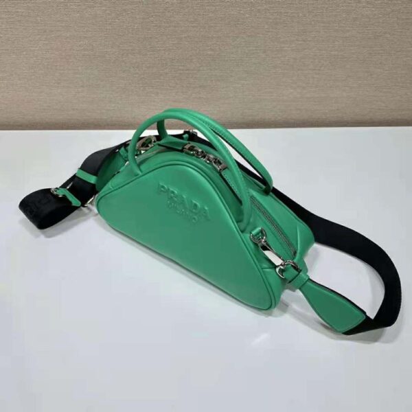 Prada Women Leather Prada Triangle Bag-Green (3)