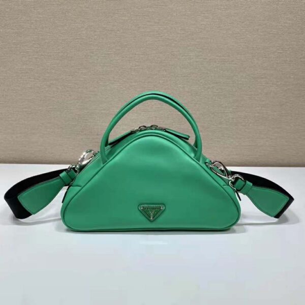 Prada Women Leather Prada Triangle Bag-Green (5)