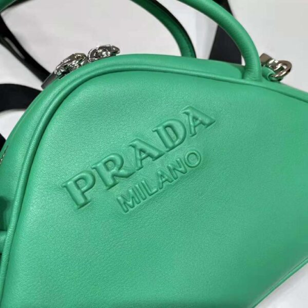 Prada Women Leather Prada Triangle Bag-Green (6)