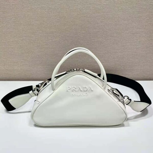 Prada Women Leather Prada Triangle Bag-White (2)
