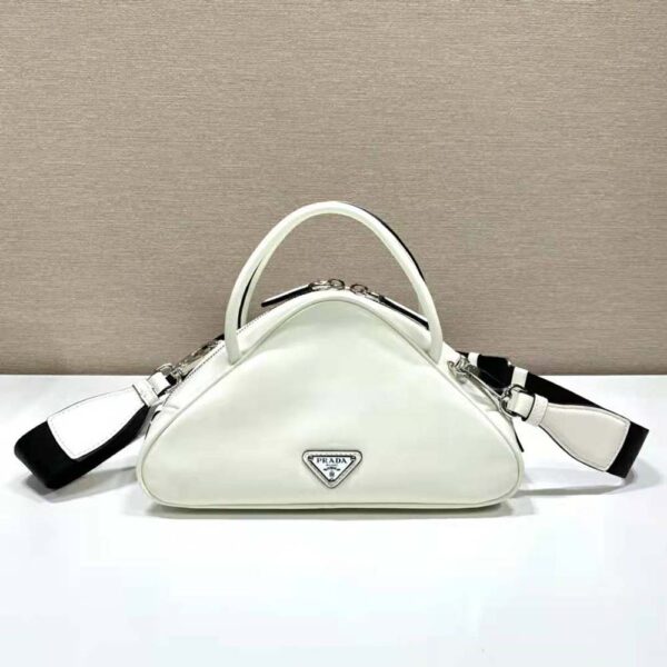 Prada Women Leather Prada Triangle Bag-White (9)