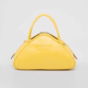 Prada Women Leather Prada Triangle Bag-Yellow