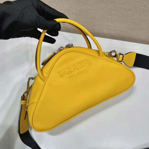 Prada Women Leather Prada Triangle Bag-Yellow (4)