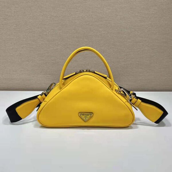 Prada Women Leather Prada Triangle Bag-Yellow (8)