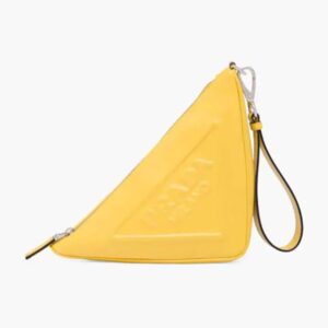 Prada Women Leather Triangle Leather Pouch-Yellow