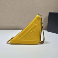 Prada Women Leather Triangle Leather Pouch-Yellow (1)