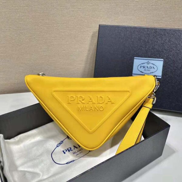 Prada Women Leather Triangle Leather Pouch-Yellow (3)