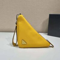 Prada Women Leather Triangle Leather Pouch-Yellow (1)