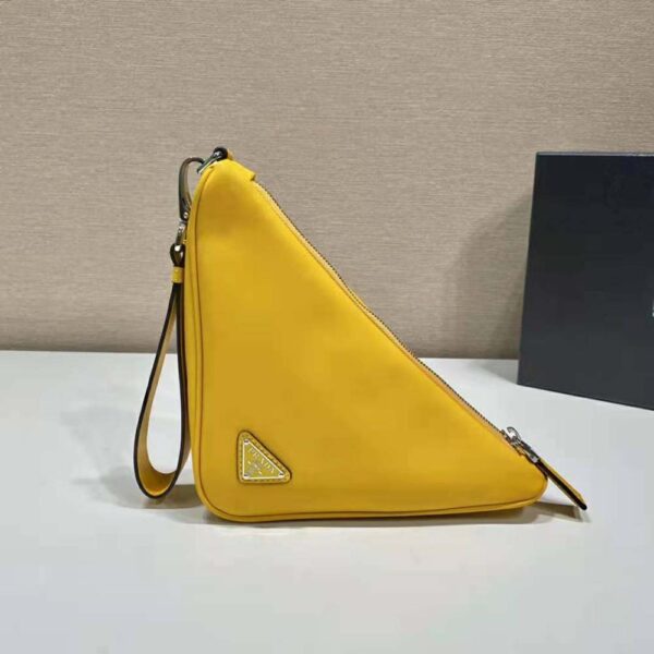 Prada Women Leather Triangle Leather Pouch-Yellow (6)