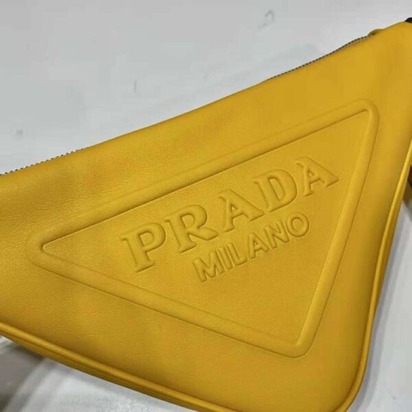 Prada Women Leather Triangle Leather Pouch-Yellow (7)