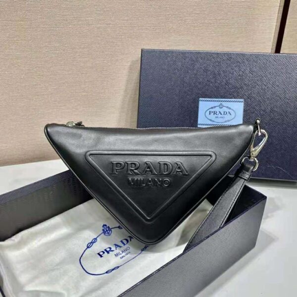 Prada Women Leather Triangle Leather Pouch-black (3)