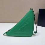 Prada Women Leather Triangle Leather Pouch-Green – Image 2