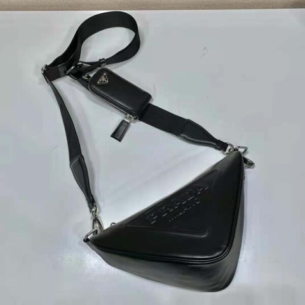 Prada Women Leather Triangle Shoulder Bag-Black (3)