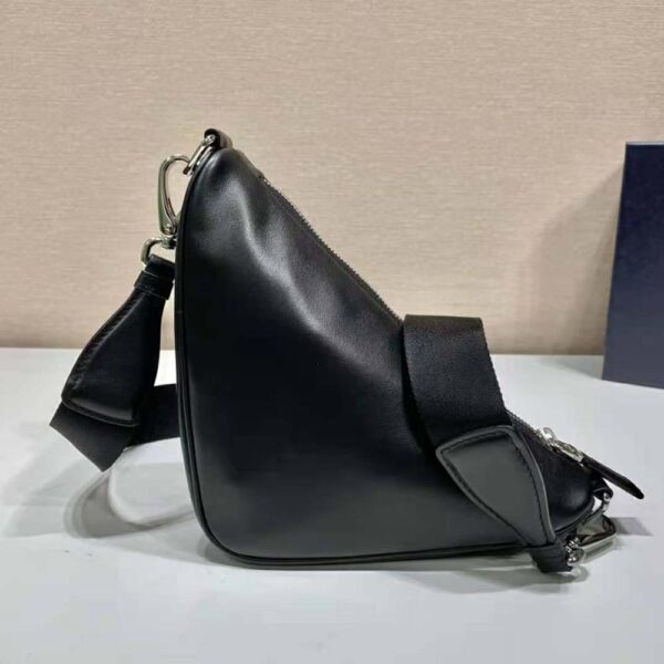 Prada Women Leather Triangle Shoulder Bag-Black (4)