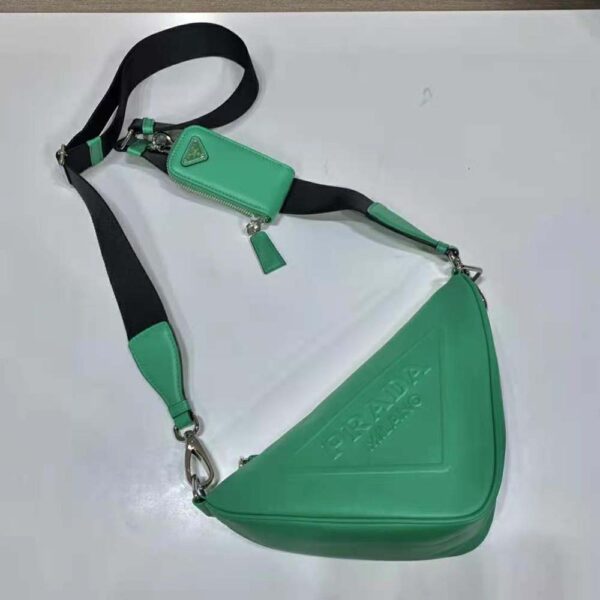 Prada Women Leather Triangle Shoulder Bag-Green (3)